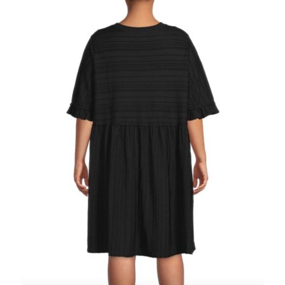 Terra & Sky Women S Plus Size Textured Knit Babydoll Dress with Short Sleeves 2X - Picture 2 of 4